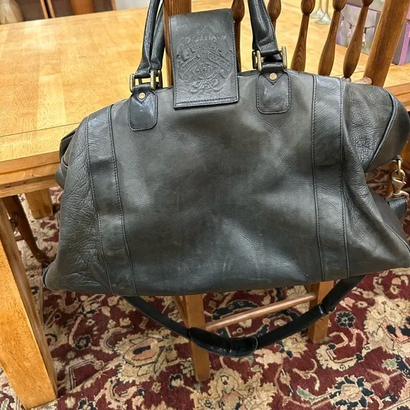 Vintage Black Leather Weekender Bag - Picture 3 of 5